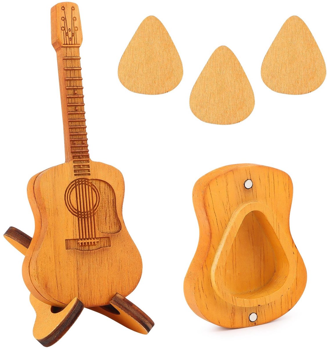 Solidchoice - Houten Plectrumhouder met 3 Plectra