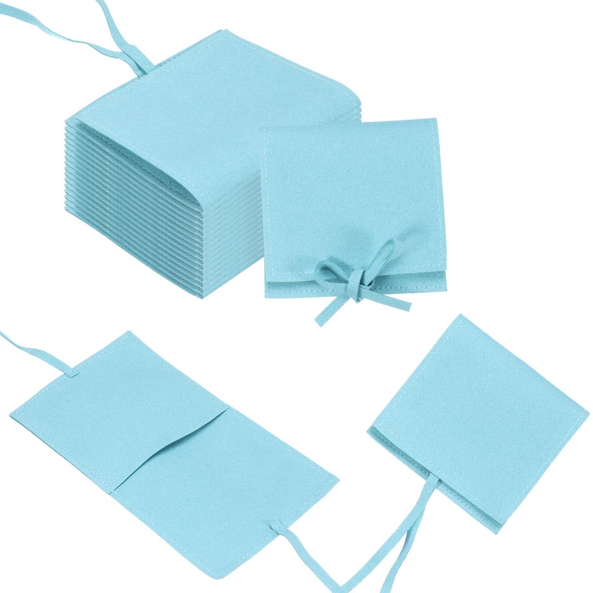 Solidchoice - Mini Sieradenzakjes, 20 Stuks van Microvezel, Lichtblauw