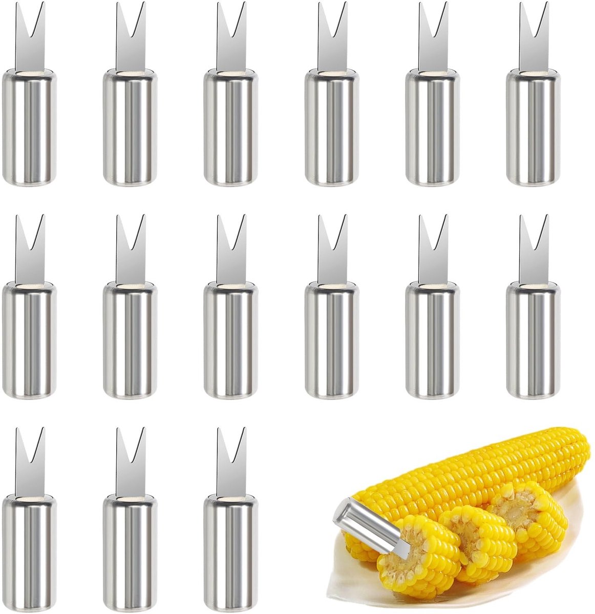 Solidchoice - Set van 15 RVS Maïshouders voor BBQ