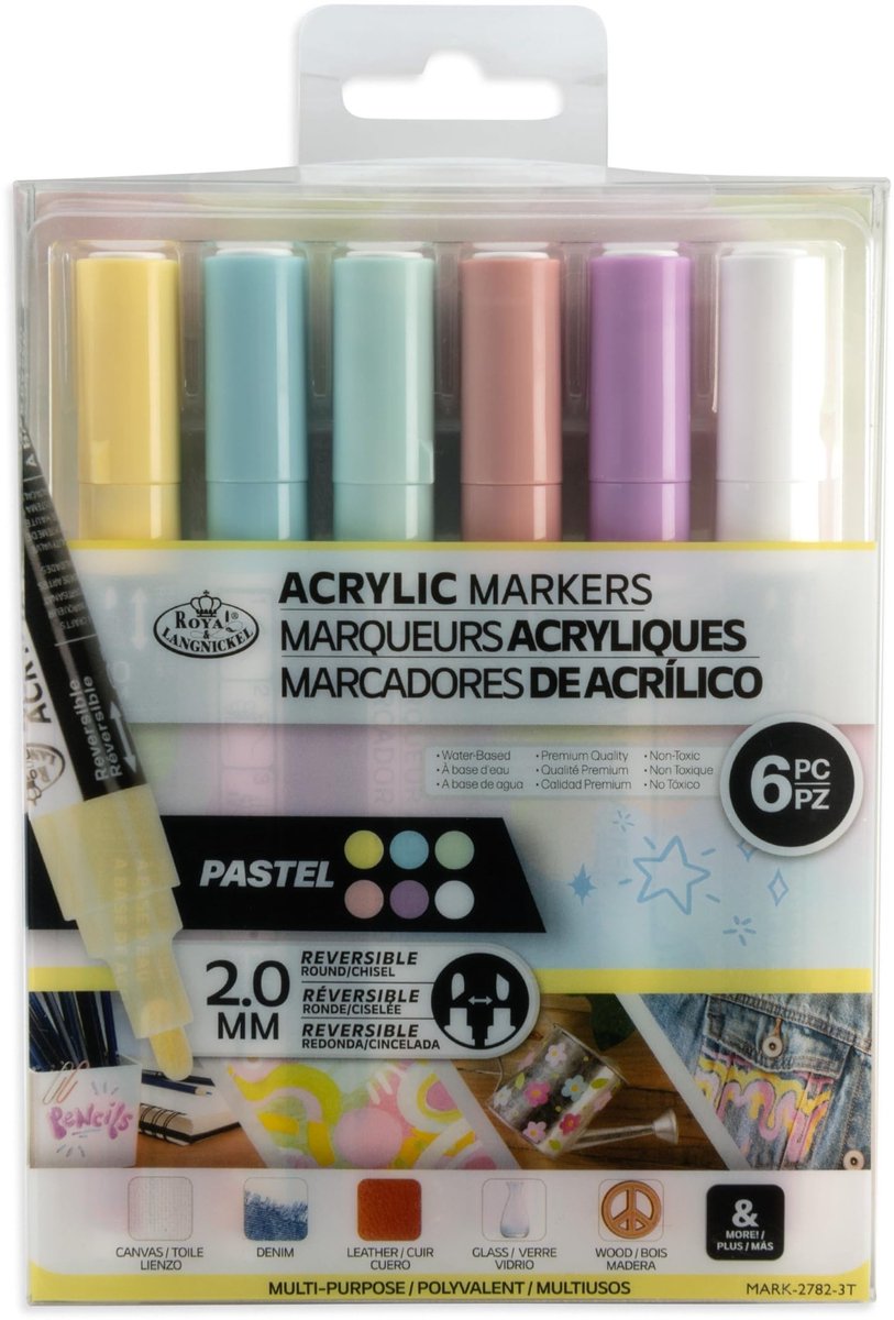 Solidchoice - Set van 6 Acryl Markers met Omkeerbare Tip