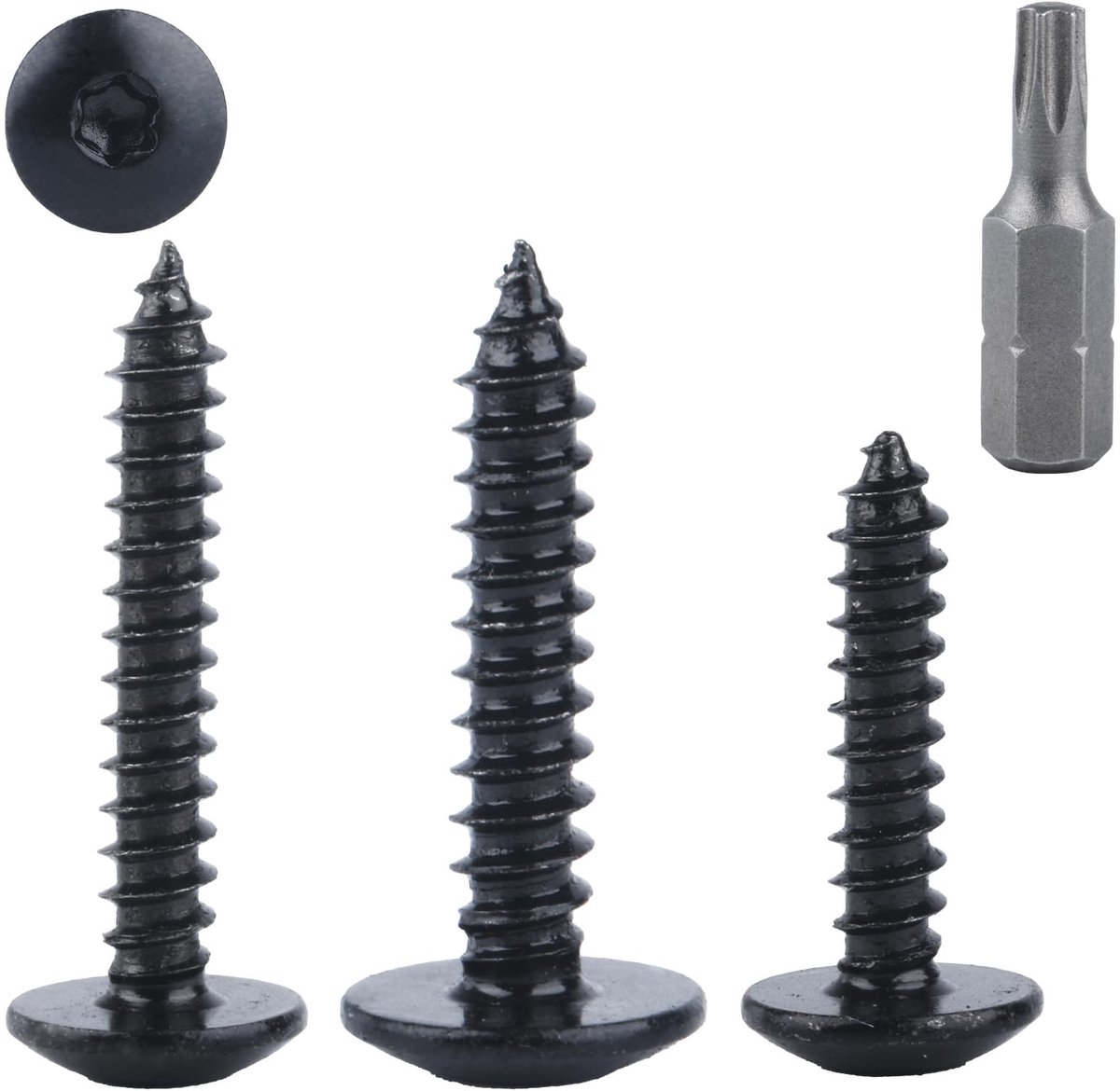 Solidchoice - Set van 60 Zwarte Zelftappende Schroeven met Torx