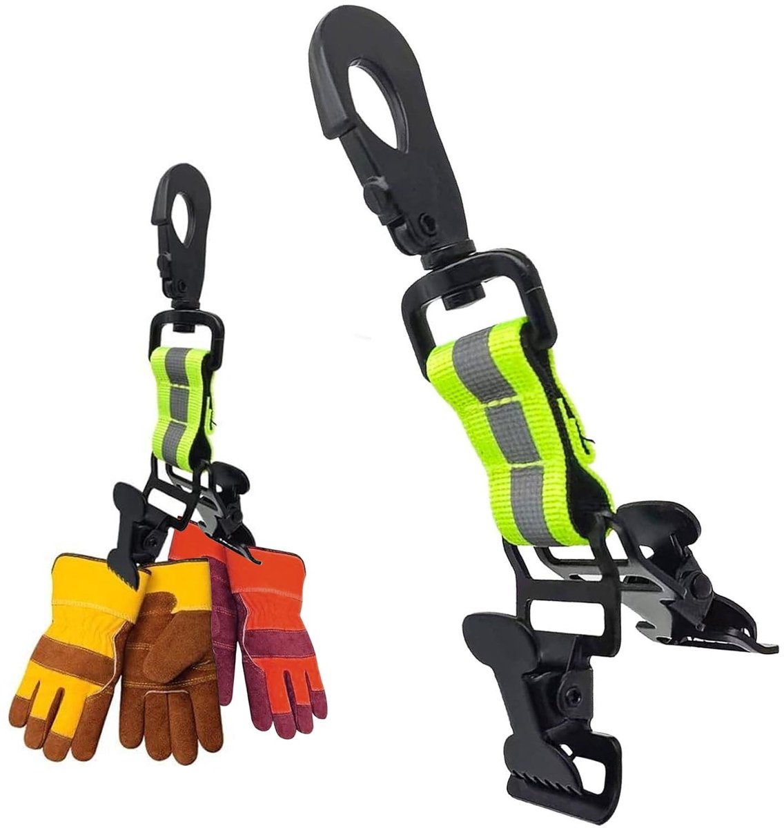 Solidchoice - Dubbele Clip Handschoenhouder met Reflecterende Karabijnhaak