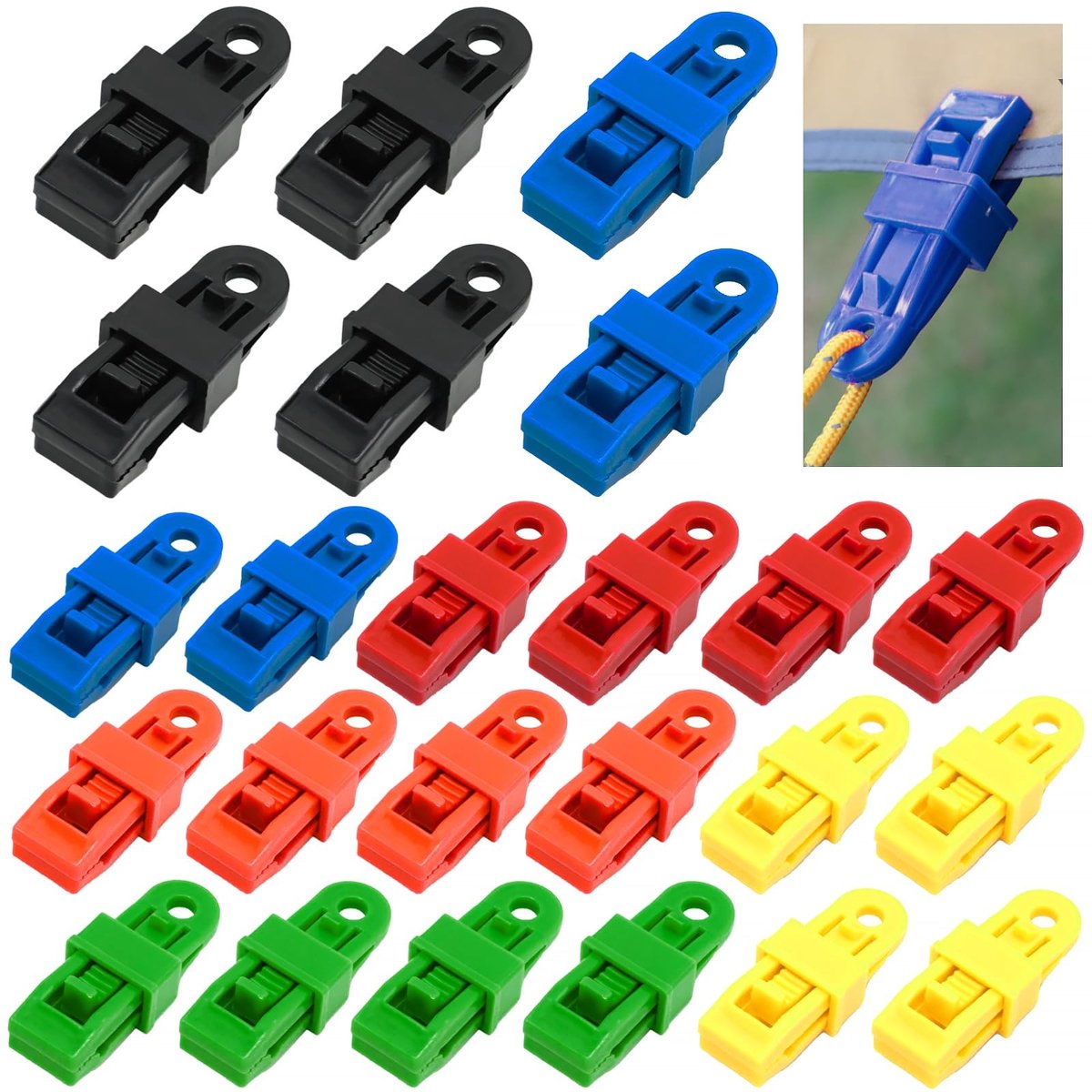 Solidchoice - Set van 24 Tarpaulin Clips voor Tent en Camping