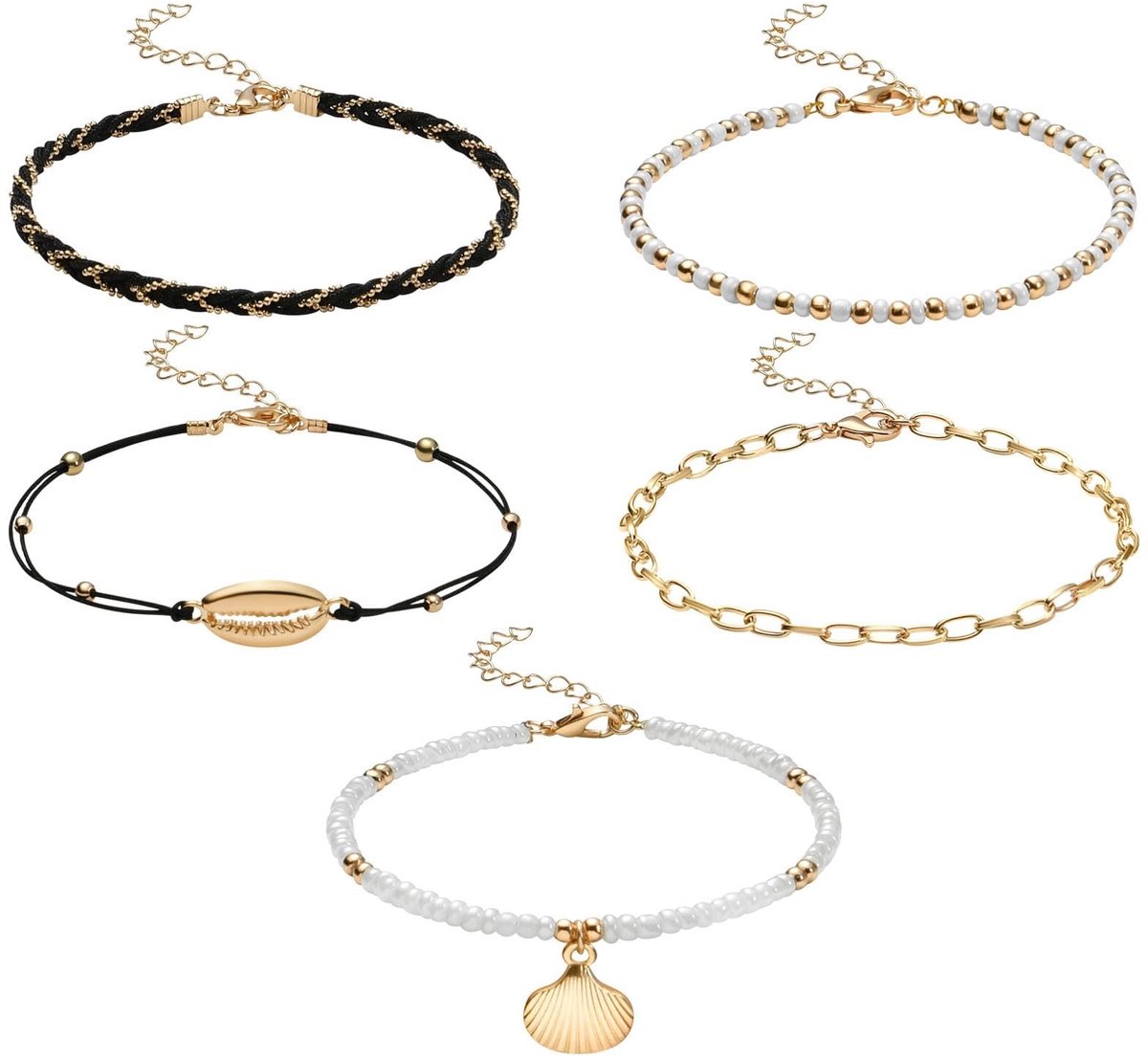 Solidchoice - Set van 5 Kleurige Enkelbanden voor Dames