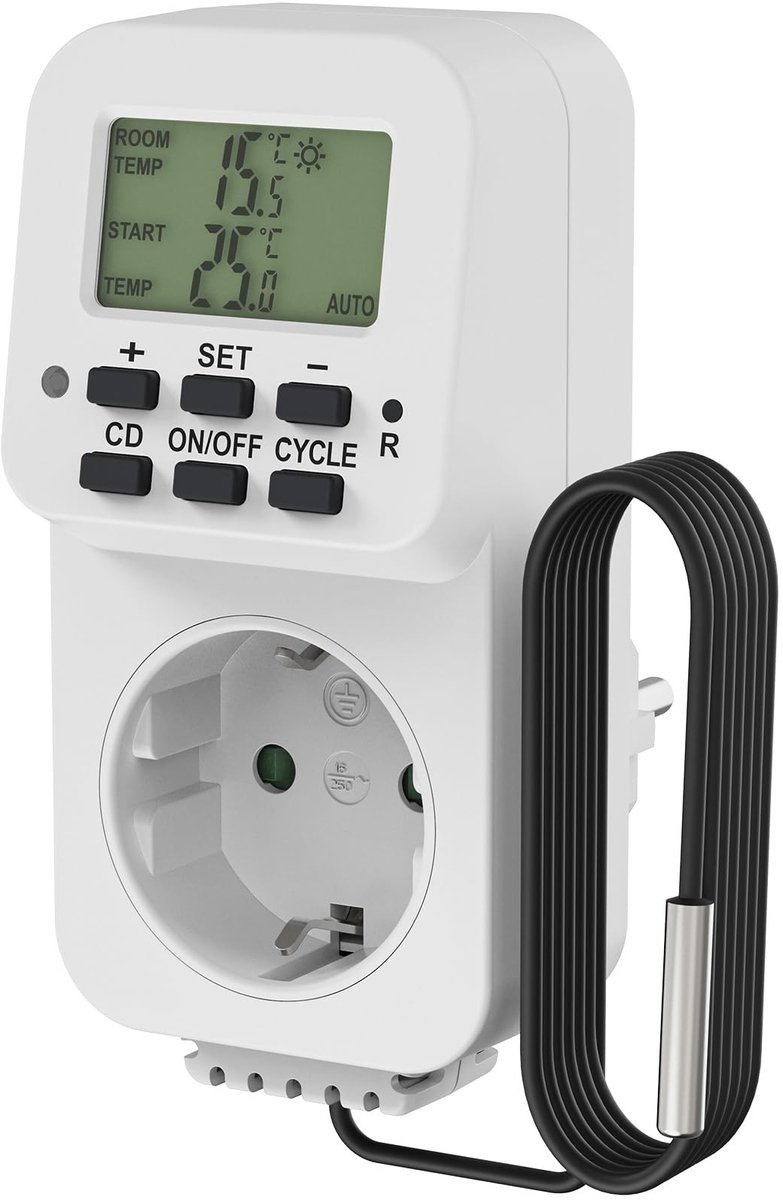 Solidchoice - Perfecte Thermostat Socket - Temperatuurcontroller voor Verwarming en Koeling - 230V