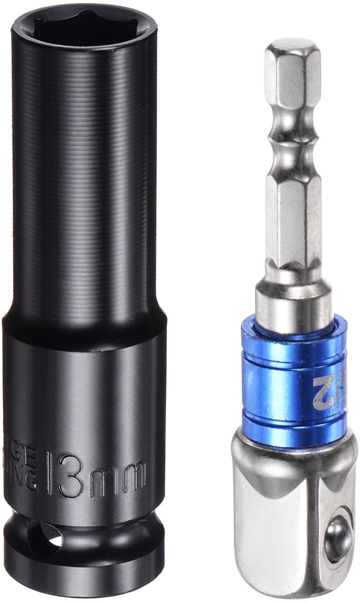 Solidchoice - Set van 2 Diepe Slagdoppen 13 mm met 1/2 inch Aansluiting
