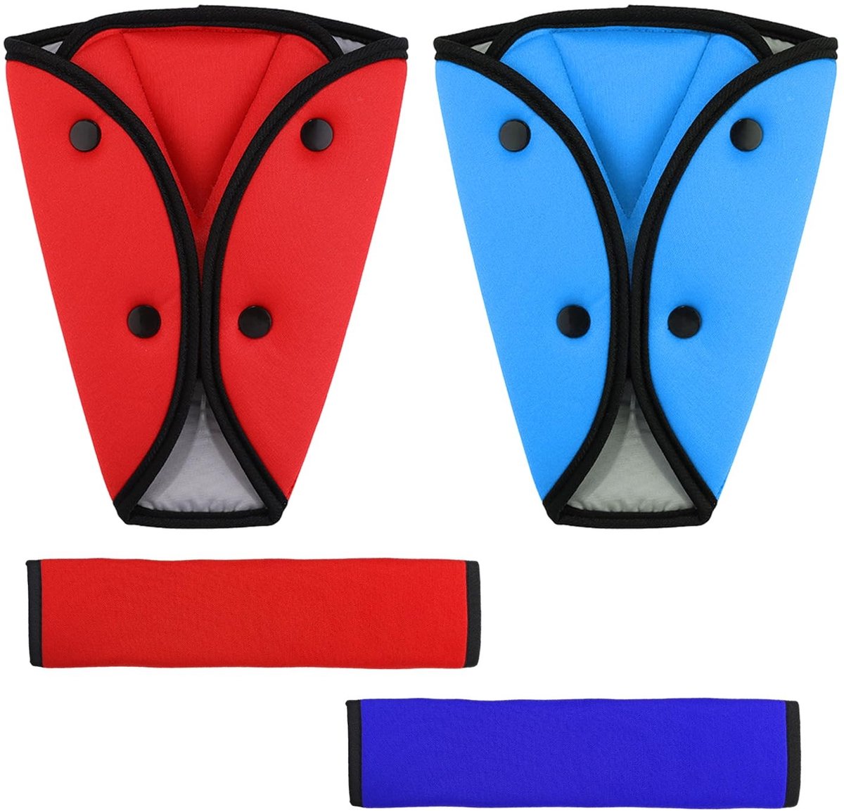Solidchoice - Veiligheidsgordelkussens - Kindveiligheid - Comfortabel en veilig - Rood en blauw - Autoschouderbanden - Geschikt voor kinderen - 2 stuks
