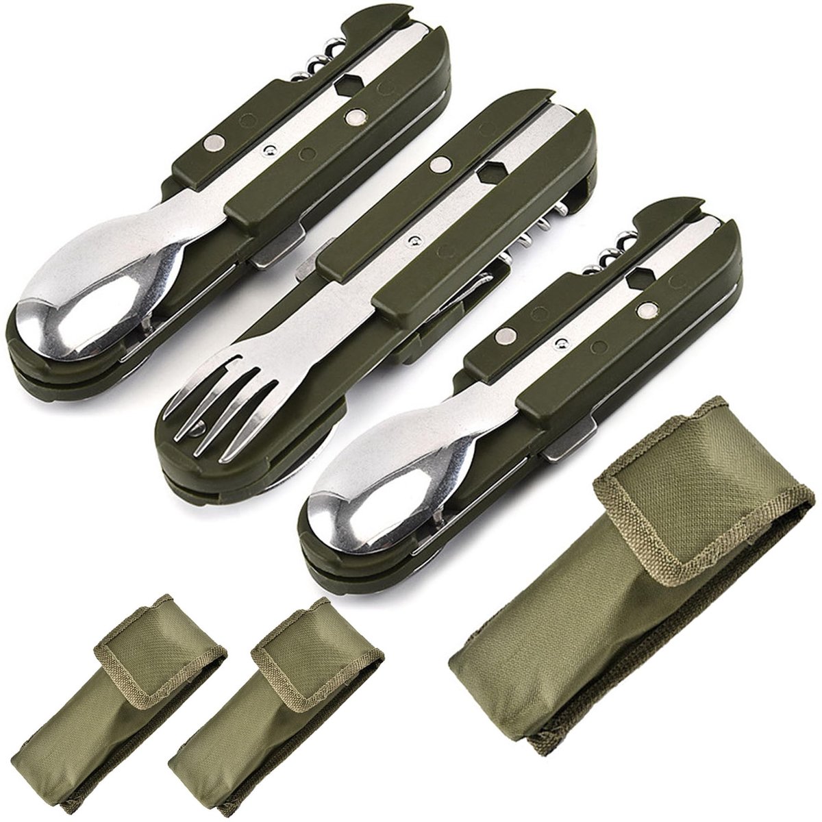 Solidchoice - Set van 3 Vouwbare Campingbestek van RVS