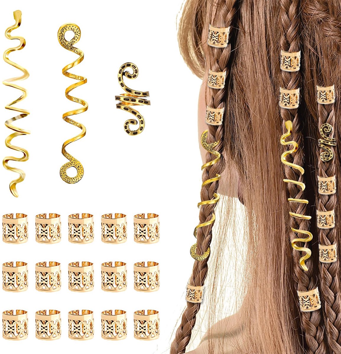 Solidchoice - Set van 18 Haaraccessoires voor Vlechten