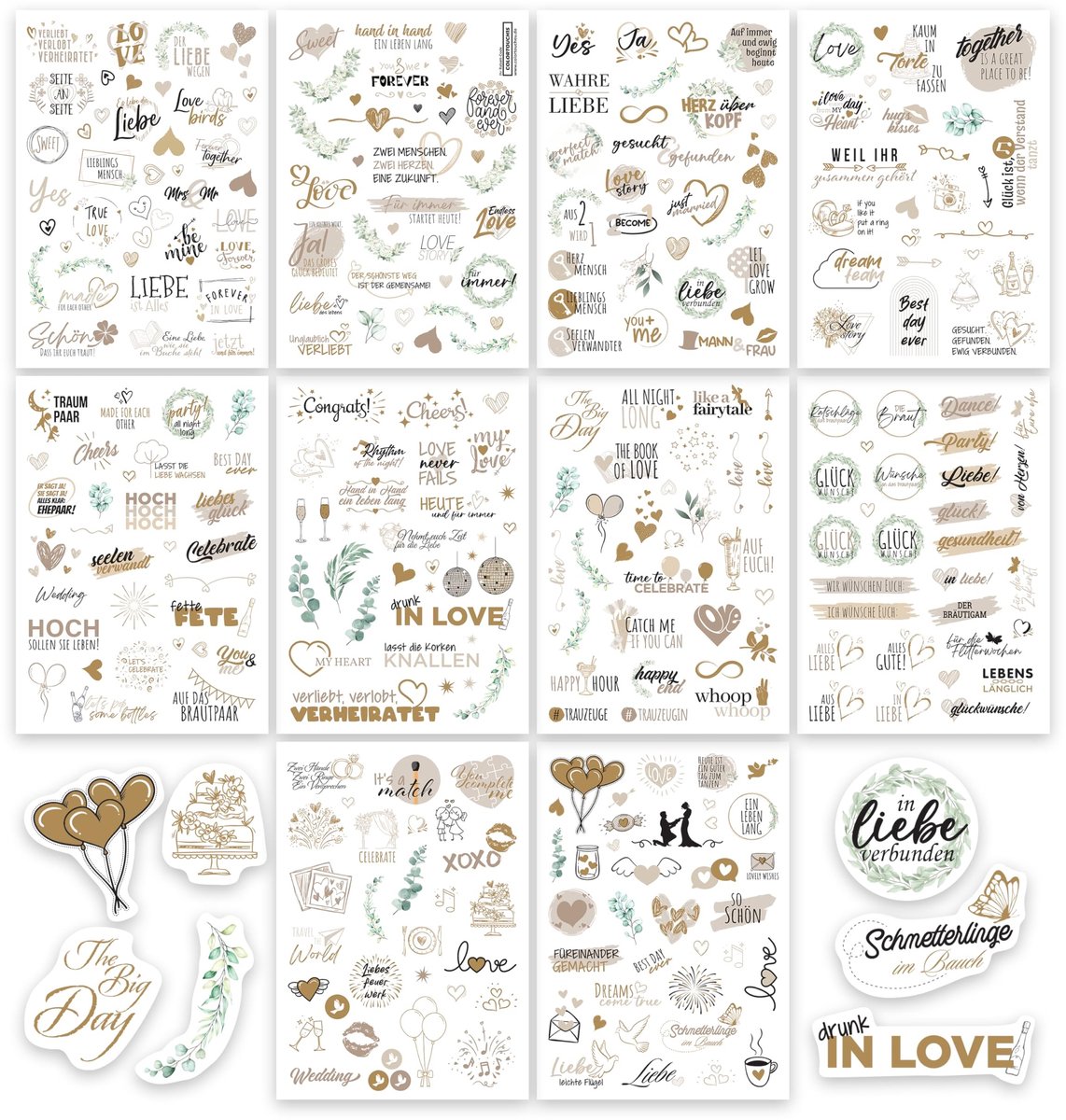 Solidchoice - Bruiloft Gastenboek Stickers (325 Ontwerpen) voor Fotoalbum en Scrapbook