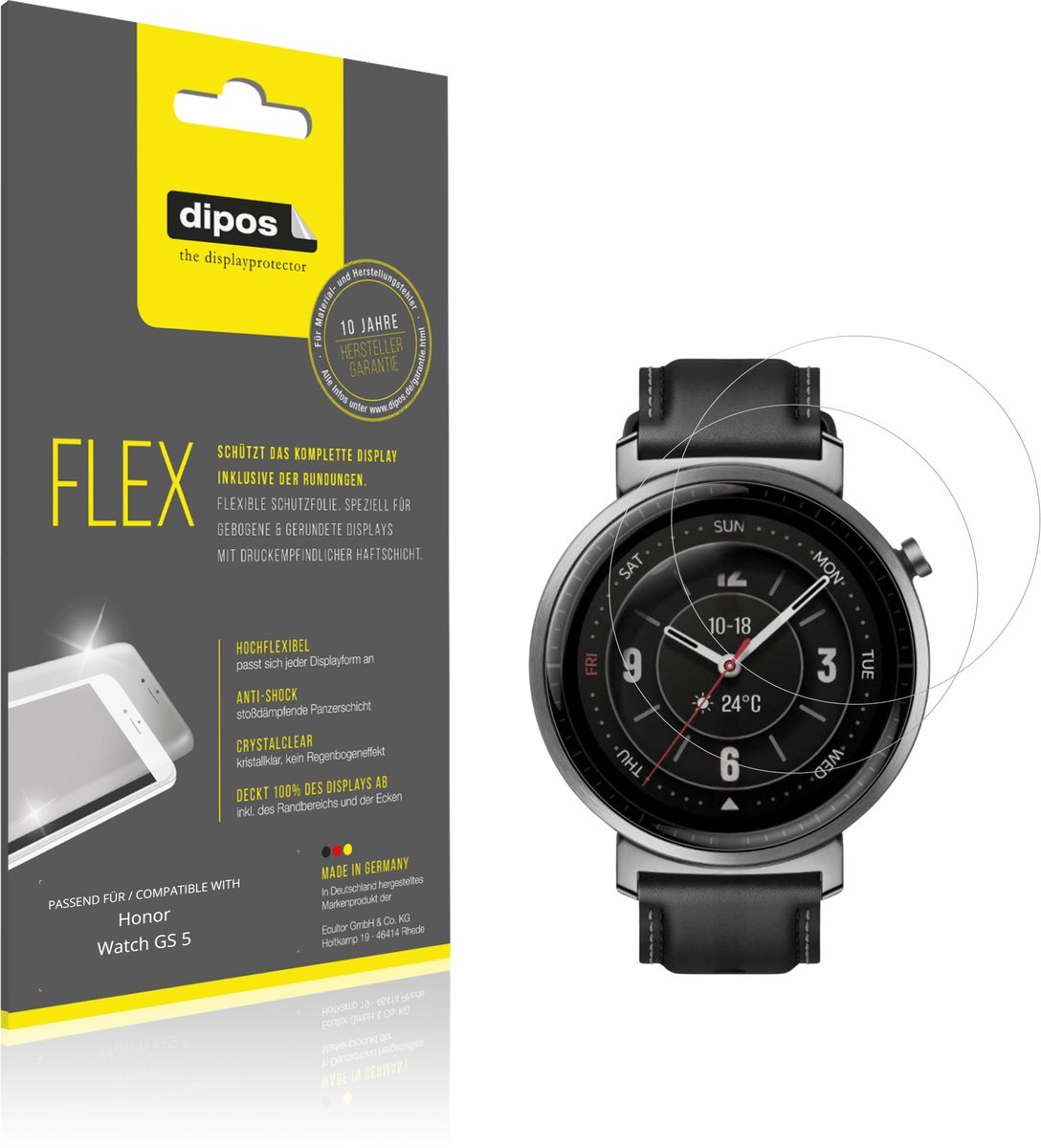 dipos – 2x Beschermfolie geschikt voor Honor Watch GS 5 | 3D Full Cover Screenprotector | 100% Passend