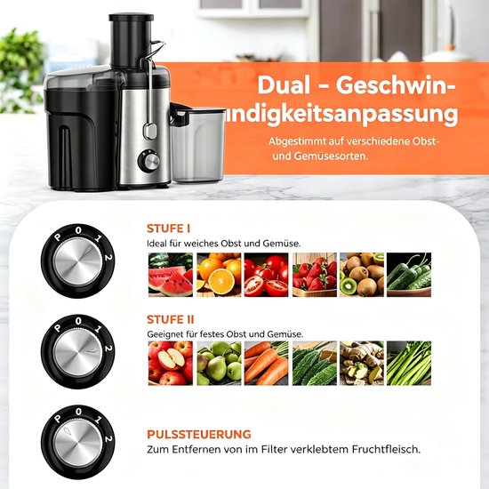 OYLCDI Sapcentrifuge voor fruit en groenten, roestvrijstalen sapcentrifuge van OYLCDI — afbeelding 3