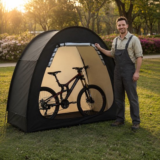 Sello! waterdichte fietstent - schuurtent - opslagtent - 2 fietsen - opvouwbaar - uv-bestendig - L220 x B150 x H175 cm - zwart — afbeelding 4