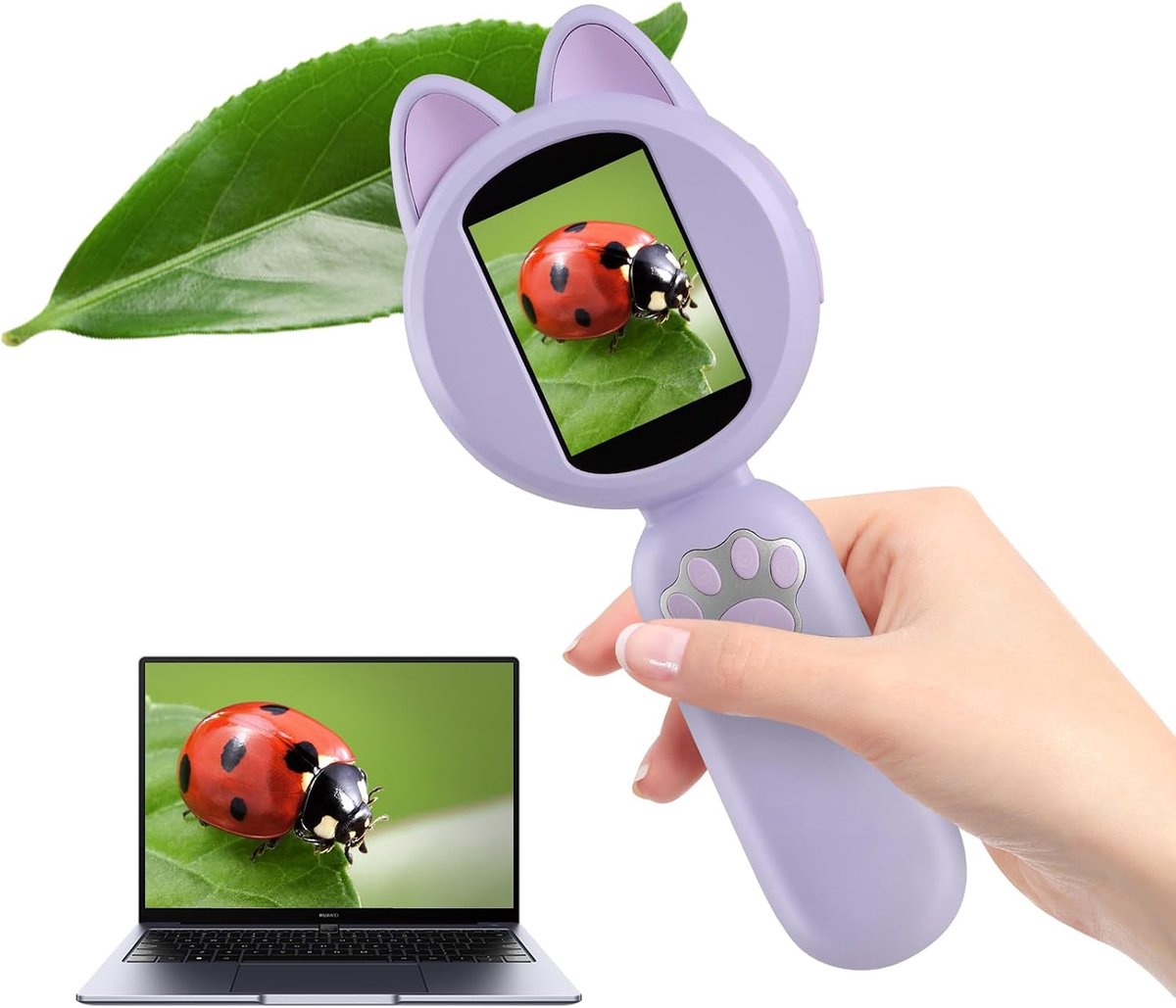 Bobypet - Digitale Kindermicroscoop - Draagbare Zakmicroscoop met 2.0 Inch IPS Scherm - Handmicroscoop Camera 100x - 8 LED Verlichting - Educatief Speelgoed Cadeau 4-12 Jaar - Paars