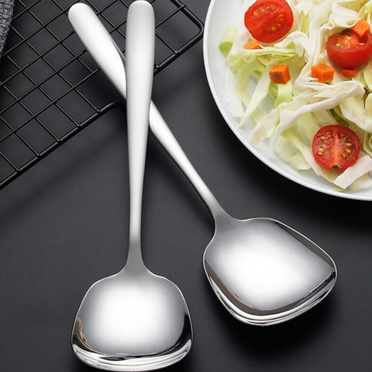 Solidchoice - Grote Serveertlepels Roestvrij Staal - 2 Stuks
