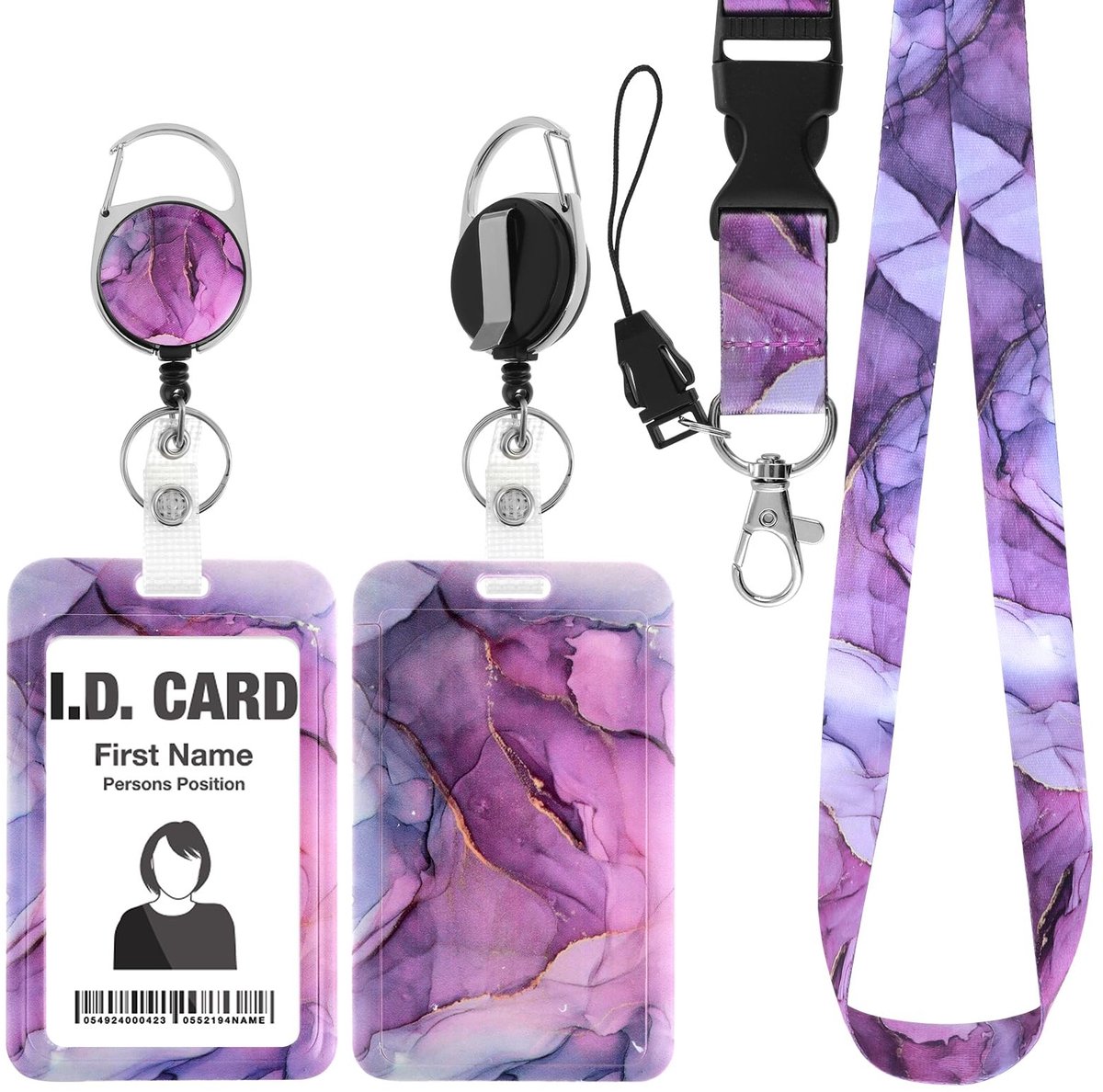 Solidchoice - Marmer Lanyard met ID Kaarthouder en Retractable Koord