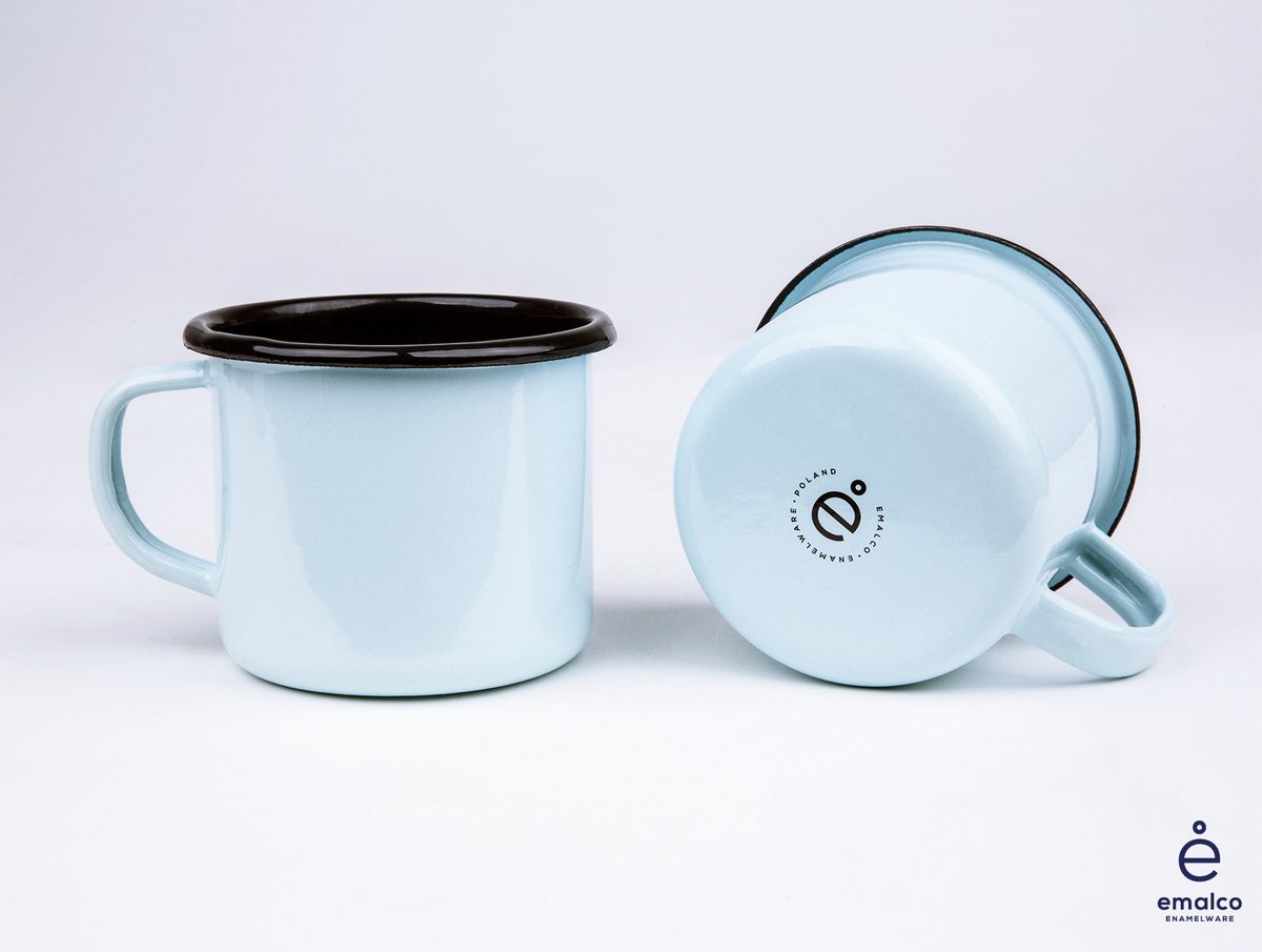 Emalco Plain B. Mintgroene Emaille Mok 350ml - Handgemaakt