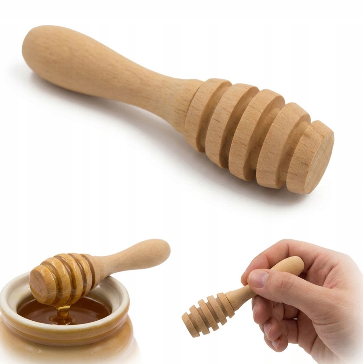 Houten honinglepel - Beukenhout, 9,5 cm - 1 stuk