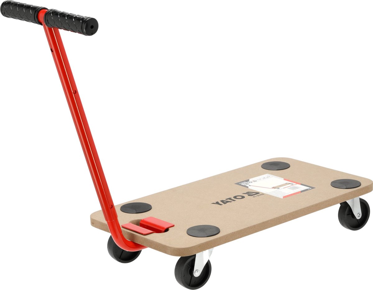Transportroller met Afneembare Trekstang - 200 kg Draagvermogen - MDF Transportplank 575 x 300 mm - Meubelroller met 3 Inch Zwenkwielen - Verhuishondje