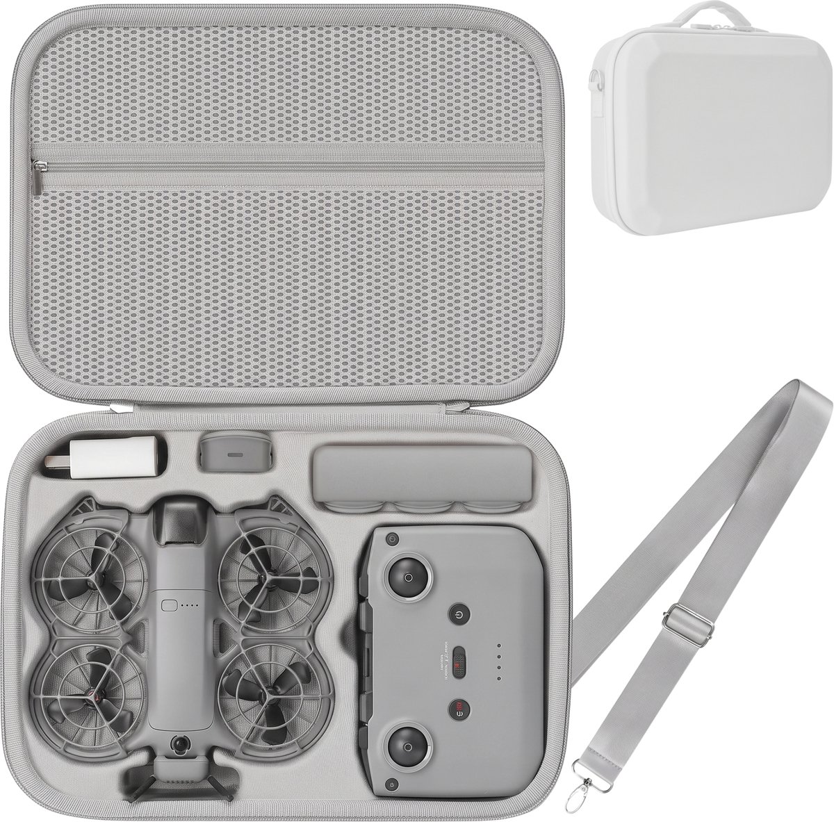 Somstyle Case Geschikt voor DJI Neo 2 Fly More Combo - Drone Accessoires Draagtas - Opberghoes - Grijs