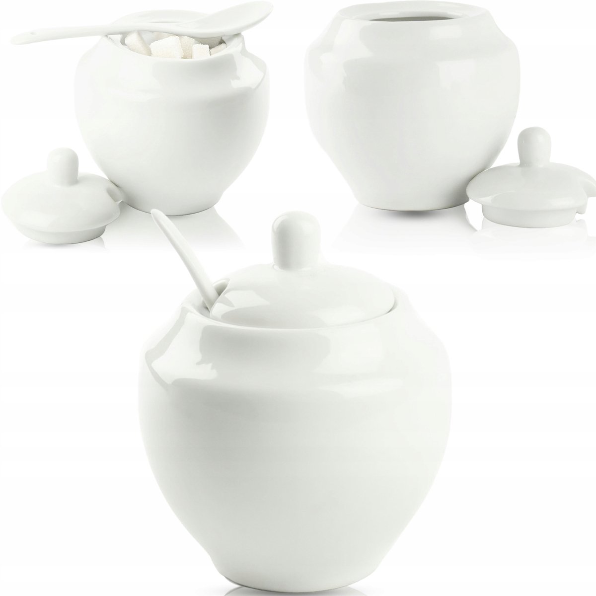 Porseleinen Suikerpot met Lepel - Wit, 400ml
