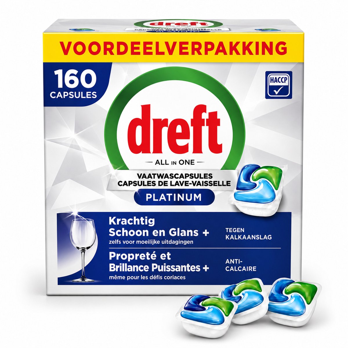 Dreft Platinum P Vaatwascapsules - 160 stuks - All-in-One Voordeelverpakking
