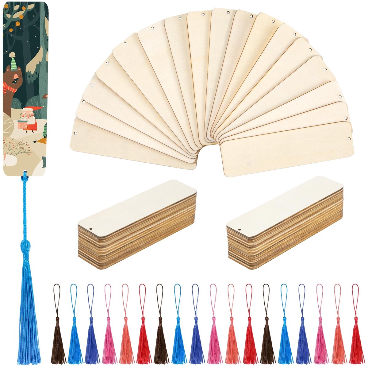 Solidchoice - 36 Stuks Houten Boekenleggers voor DIY Creaties