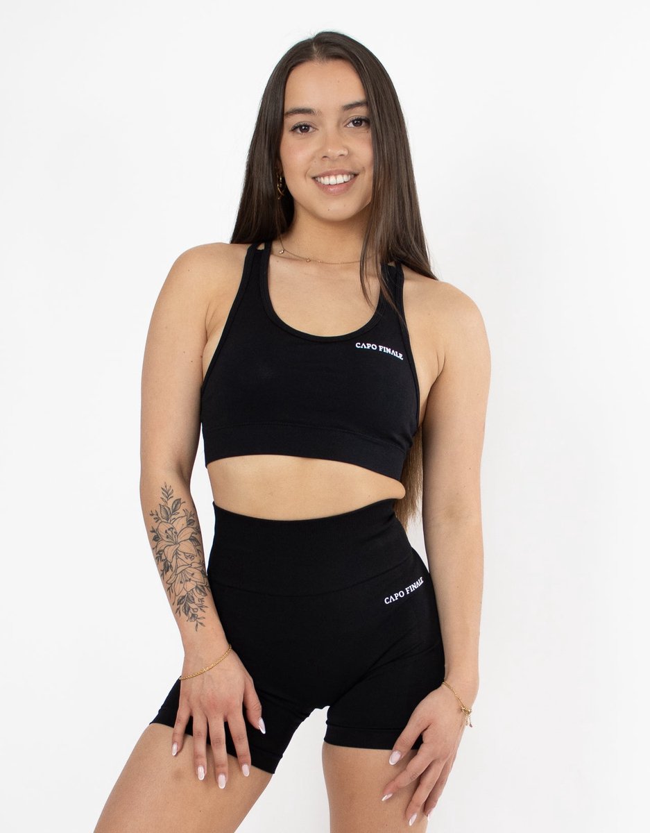 Eternity Sportbra | CAPO FINALE - Sportbra's | L | Kleur Black | Sportkleding | Activewear | Gymkleding | Fitnesskleding | Sportoutfit | Fitness | Hardlopen | Crossfit | Yoga | Pilates | Krachttraining