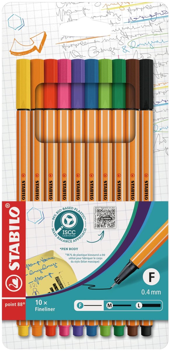 Solidchoice - Fineliner Set van 10 Kleuren, Standaardkleuren