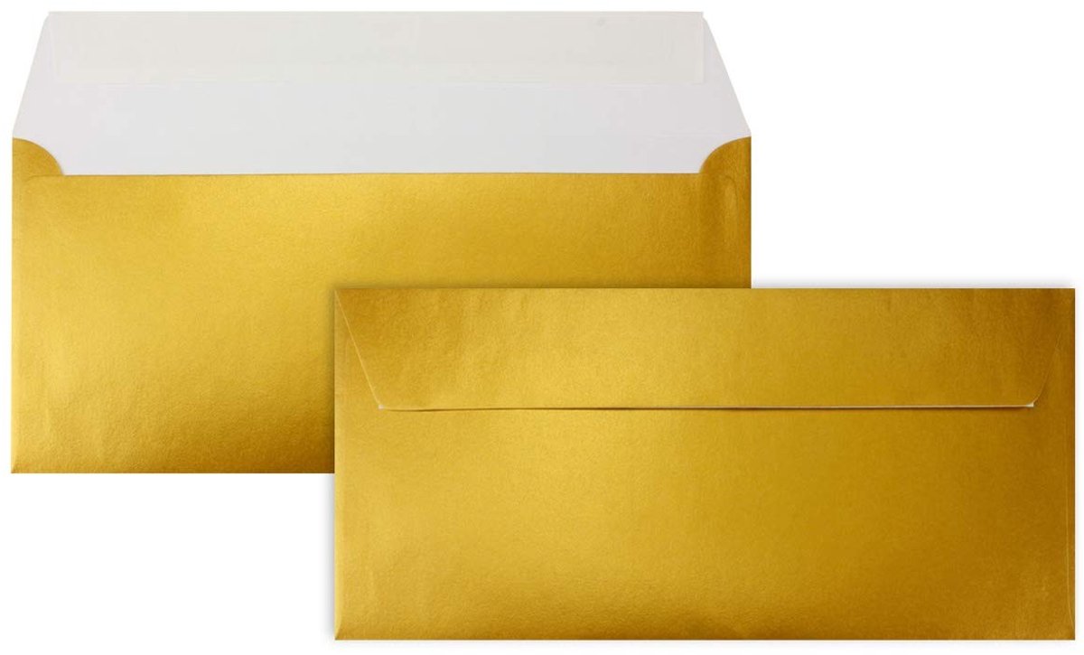 Solidchoice - 100 Gouden Metallic Enveloppen - Zelfklevend voor Uitnodigingen