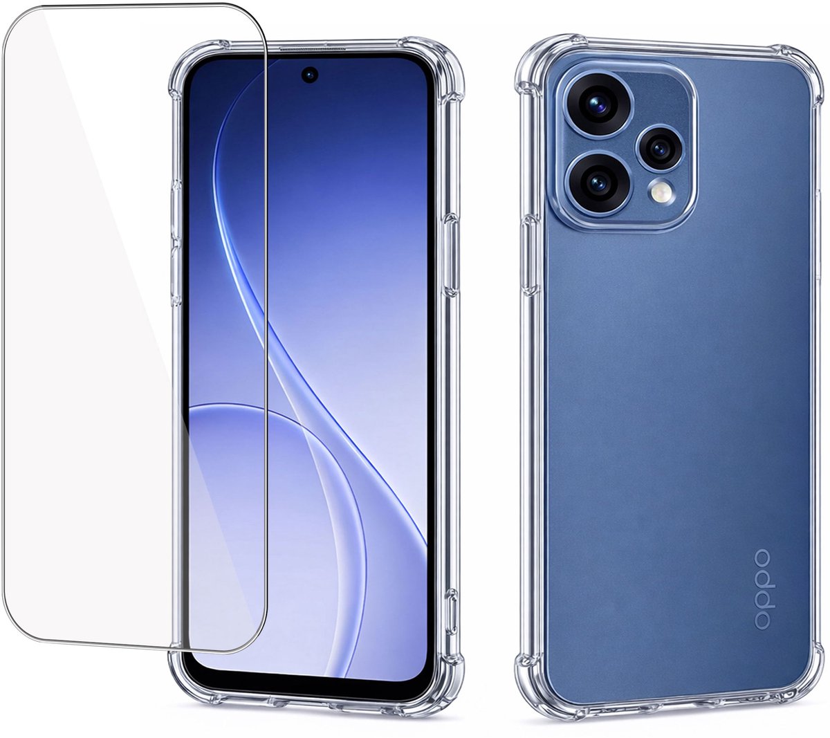 ChiGuard Hoesje & Screenprotector geschikt voor OPPO Reno 15 Pro Hoesje Screenprotector - Gehard Glas Cover + Shock Proof Case - Transparant