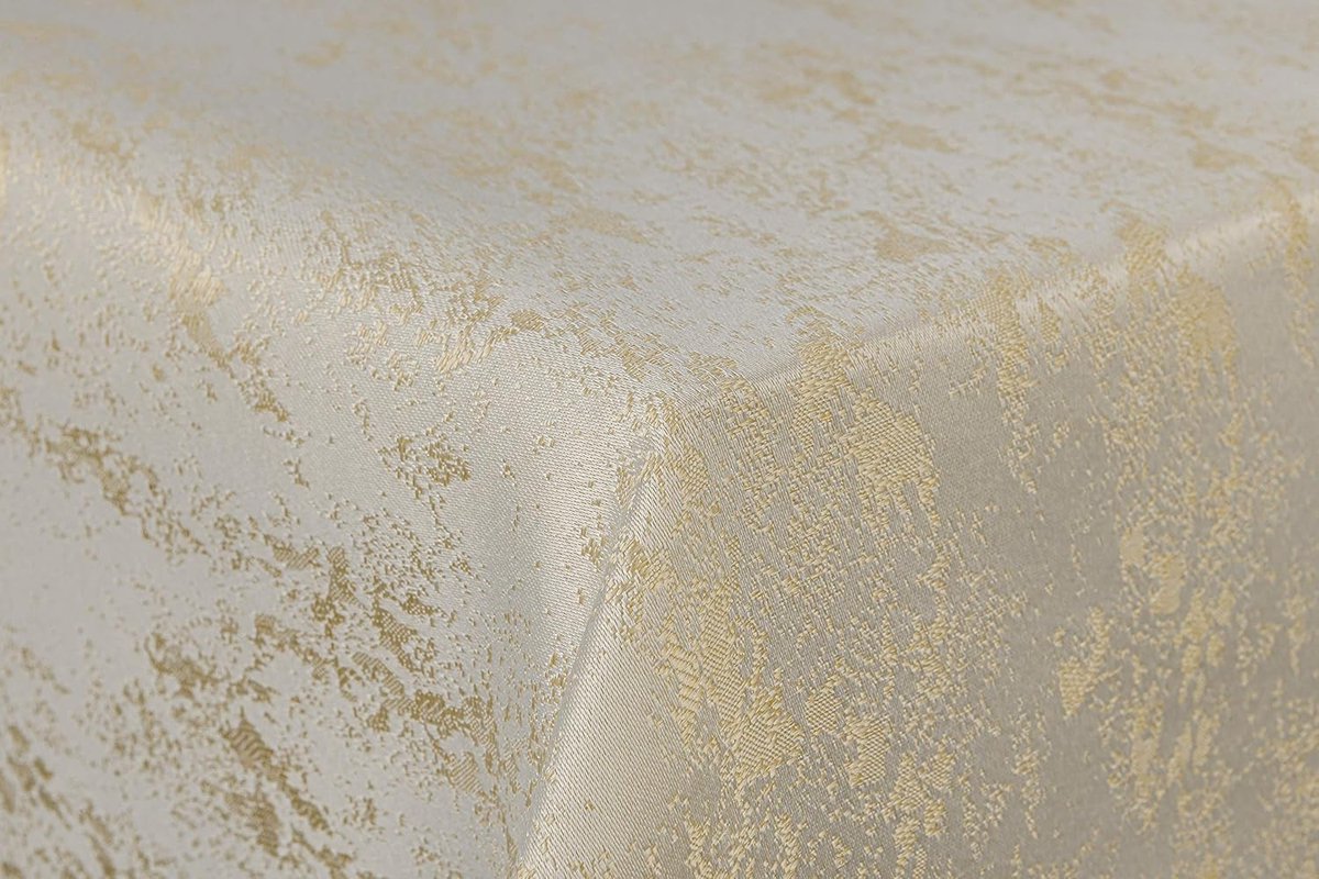 First-Tex Tablecloth damask Jacquard brilliant melange 130x220 square in grey with straight hem edge - ShopVlot