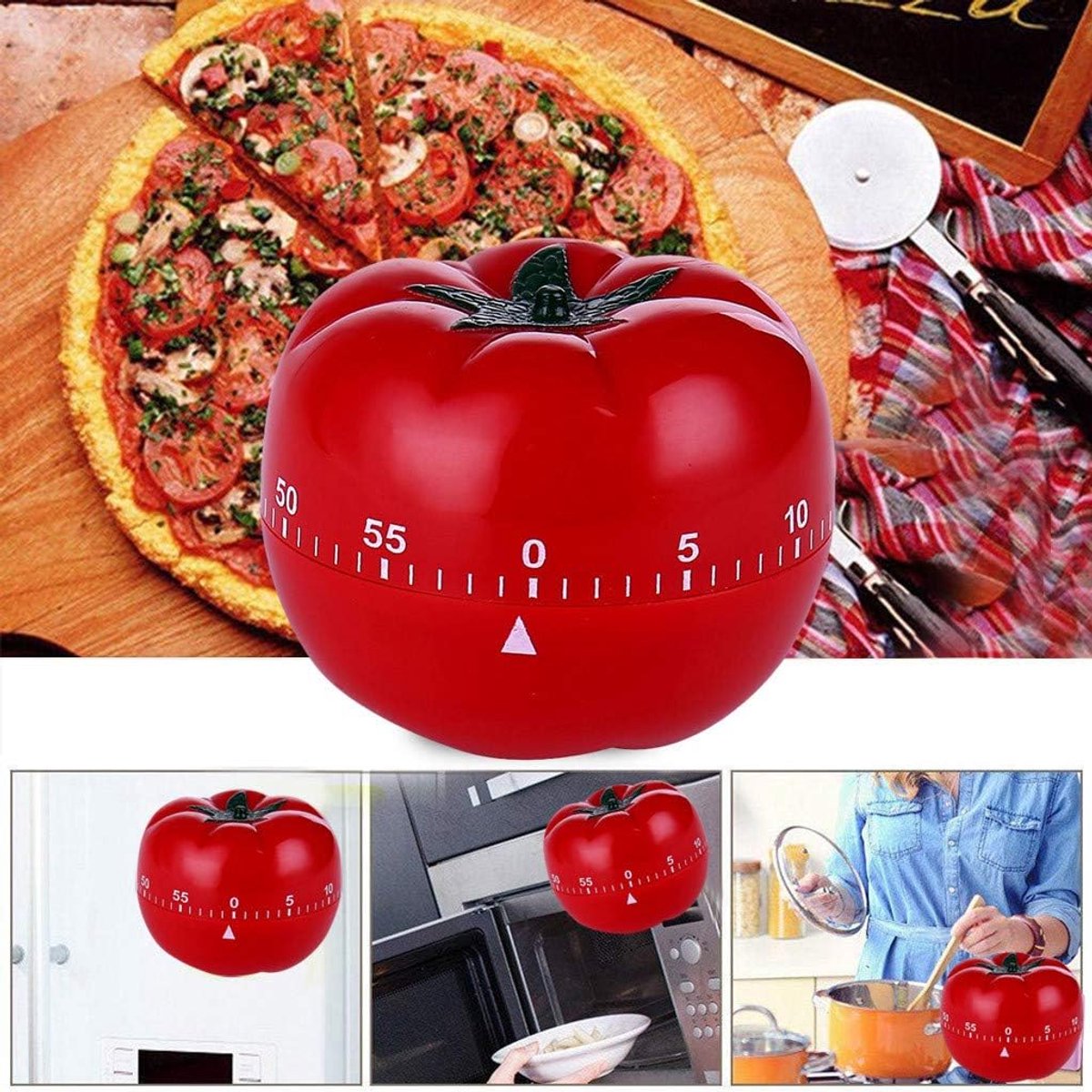 Kitchen Timer Baking Alarm Clock, 60 Minute Cooking Tool Accessories, Tomato Reminder Mechanical Countdown Metal - ShopVlot