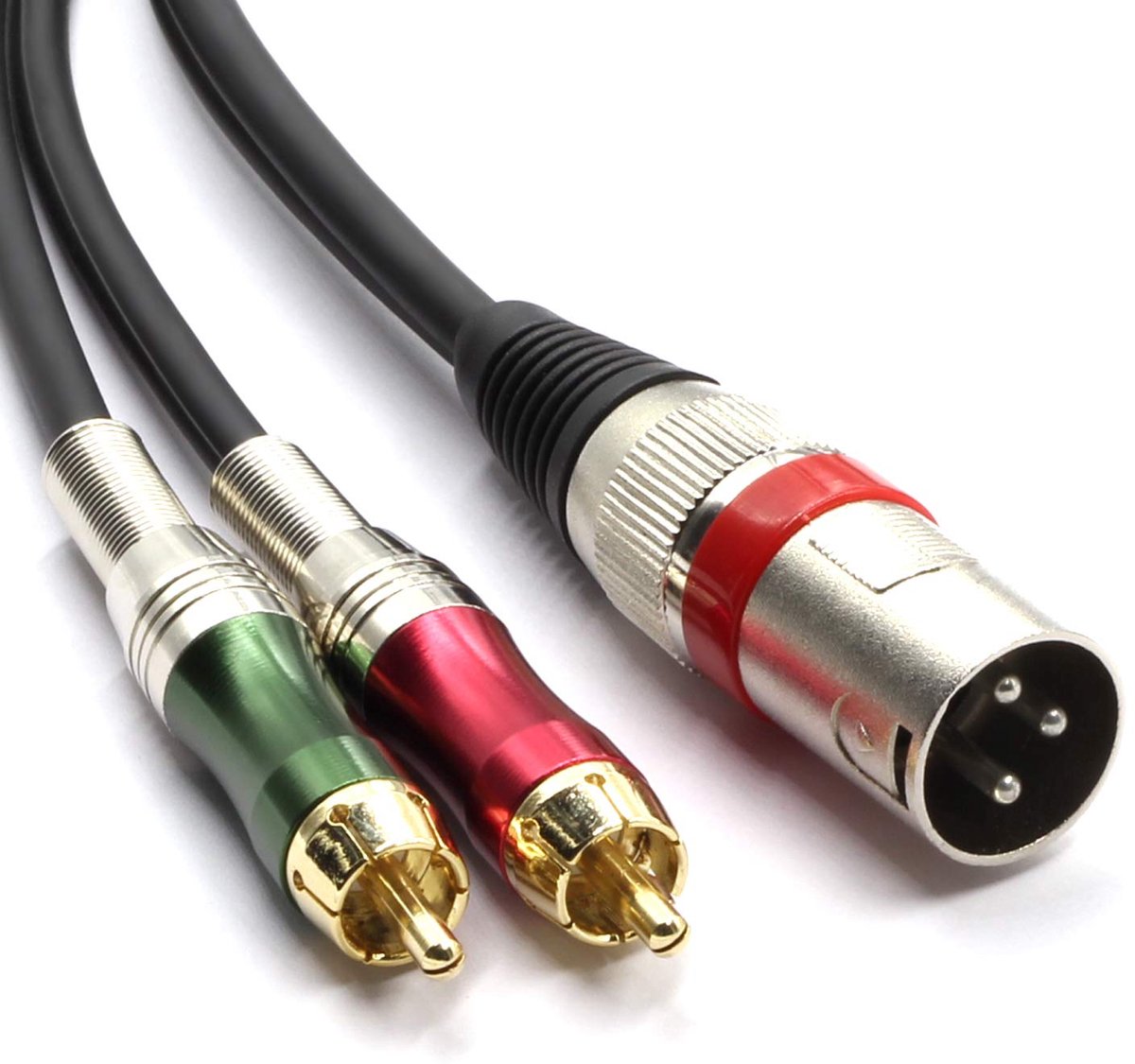 High Quality XLR Male to 2 x Phono RCA Plug Adapter Y Splitter Patch Cable, 1 XLR Male 3 Pin to Dual RCA Male Plug - ShopVlot
