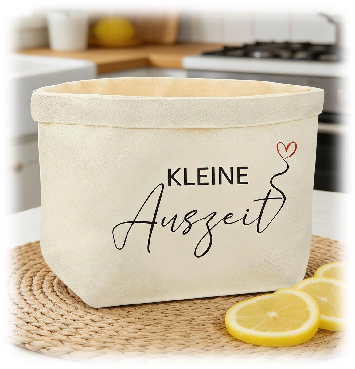 Xvbhaq Cadeaumand voor vrouwen, praktische herbruikbare canvas mand met hartmotief en mooie print, perfect - ShopVlot