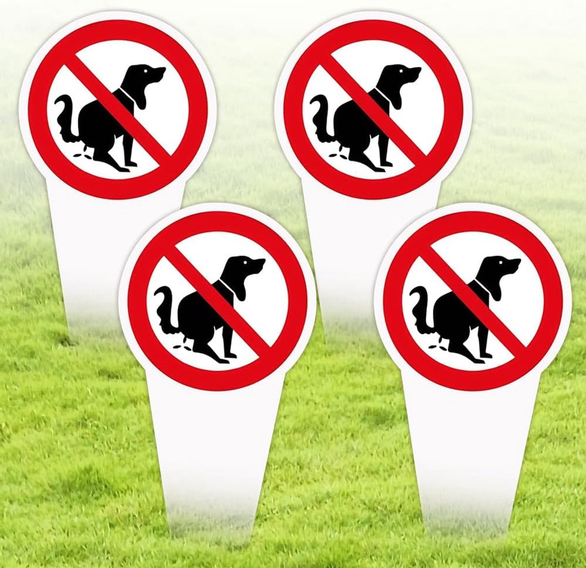 Pack of 4 No Dog Toilet Signs, 30 x 15 cm, No Dog Toilet Sign, No PVC Dog Toilet, Weatherproof, UV Protection - ShopVlot