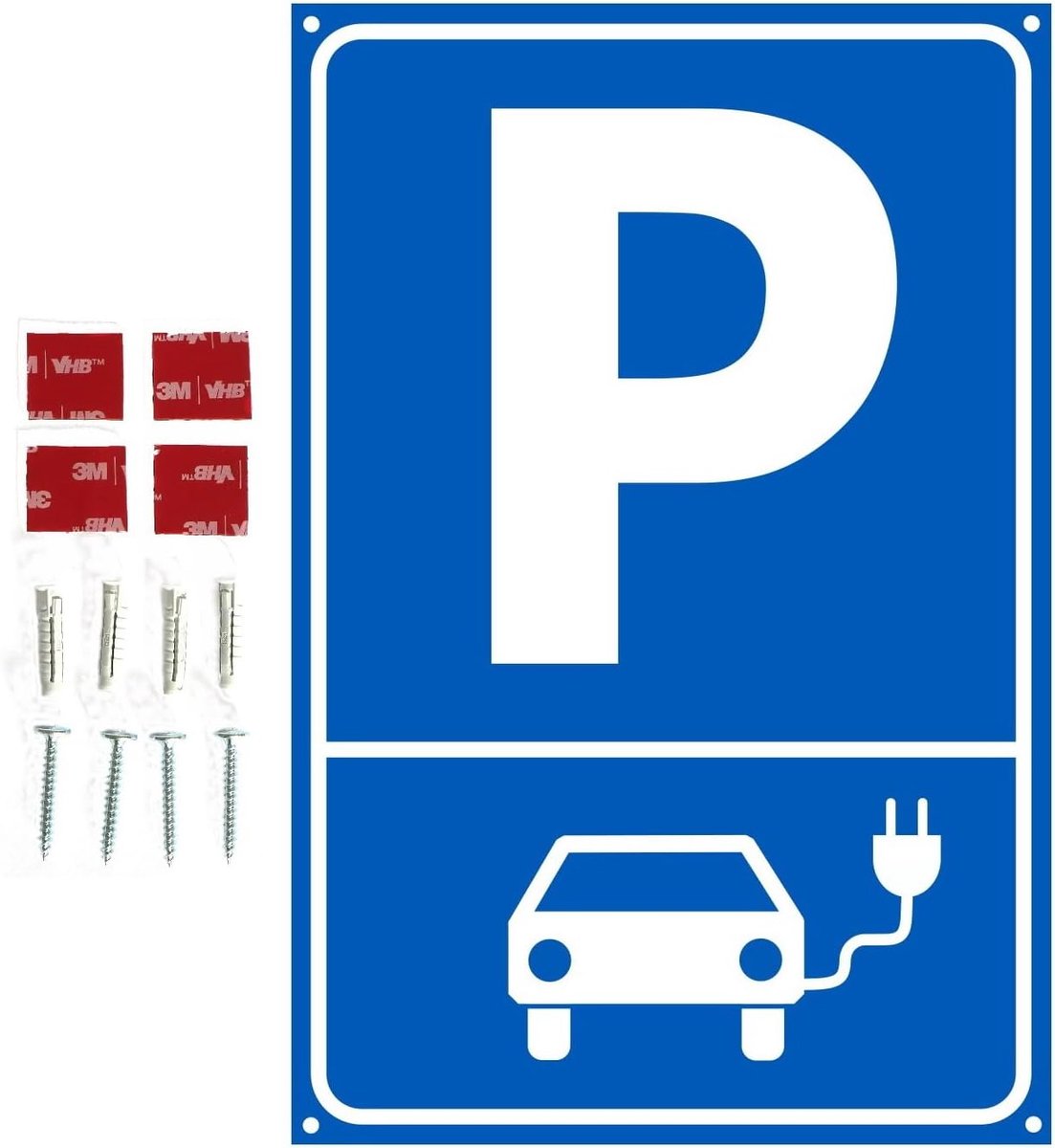 Parking electric car sign 20 x 30 cm with holes - ShopVlot