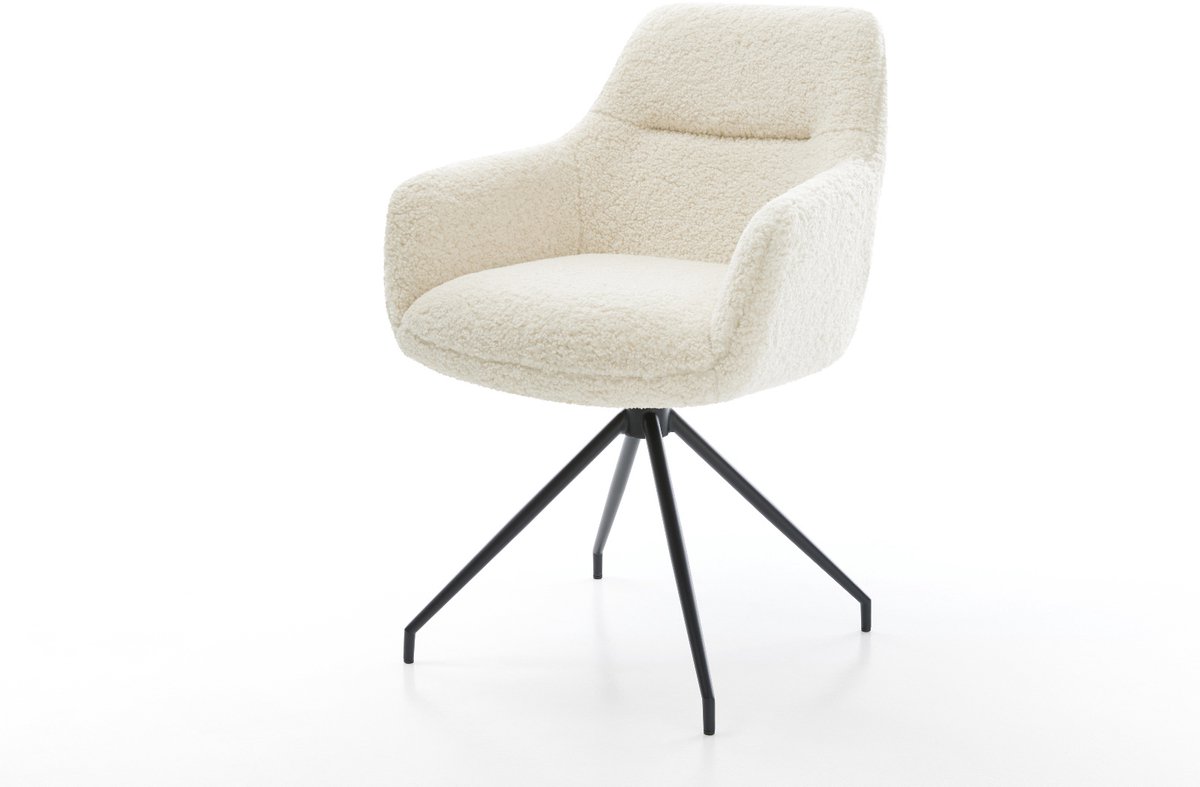 Gestoffeerde-stoel Pejo-Flex kruisframe conisch zwart teddy beige pocketveer kern