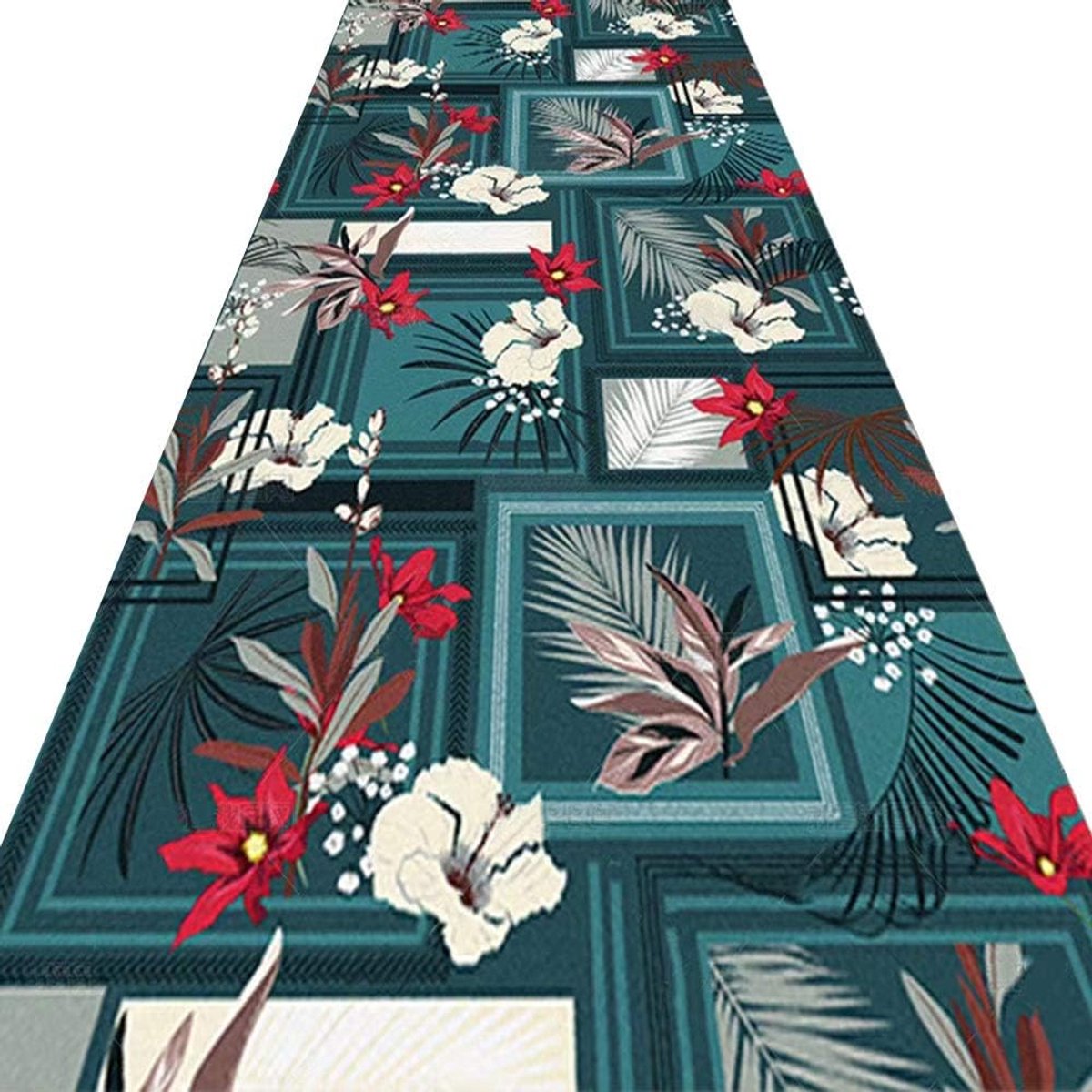 ZRUYI lange loper tapijten voor hal gebied tapijten corridor tapijt 3D Scandinavische bloemen afdrukken zacht antislip - ShopVlot