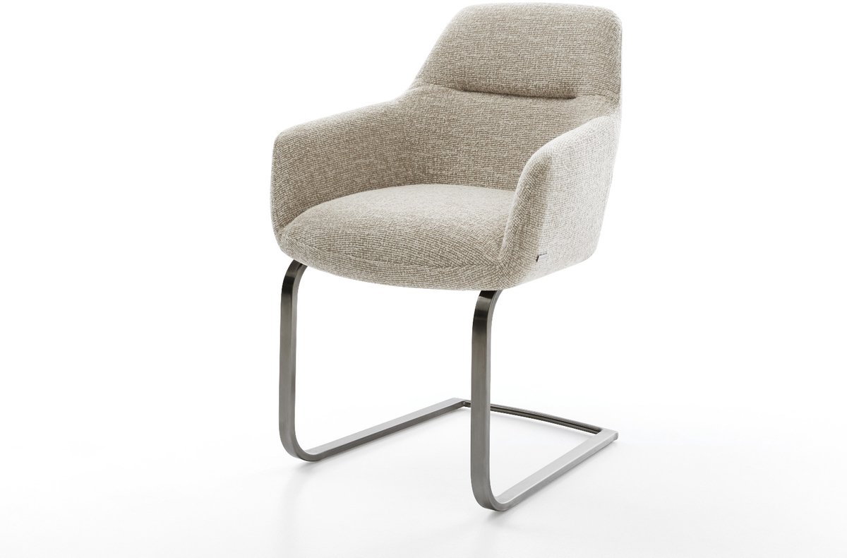 Sledestoel Pejo-Flex sledemodel vlak grafiet geweven stof beige pocketveer kern