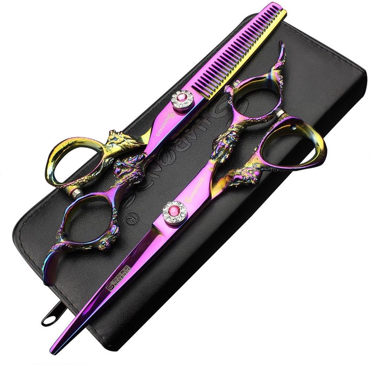 Sharonds Purple 15cm Hair Scissors Barber Scissors Exquisite High-end 440C Professional Hair Scissors Barber Salon - ShopVlot