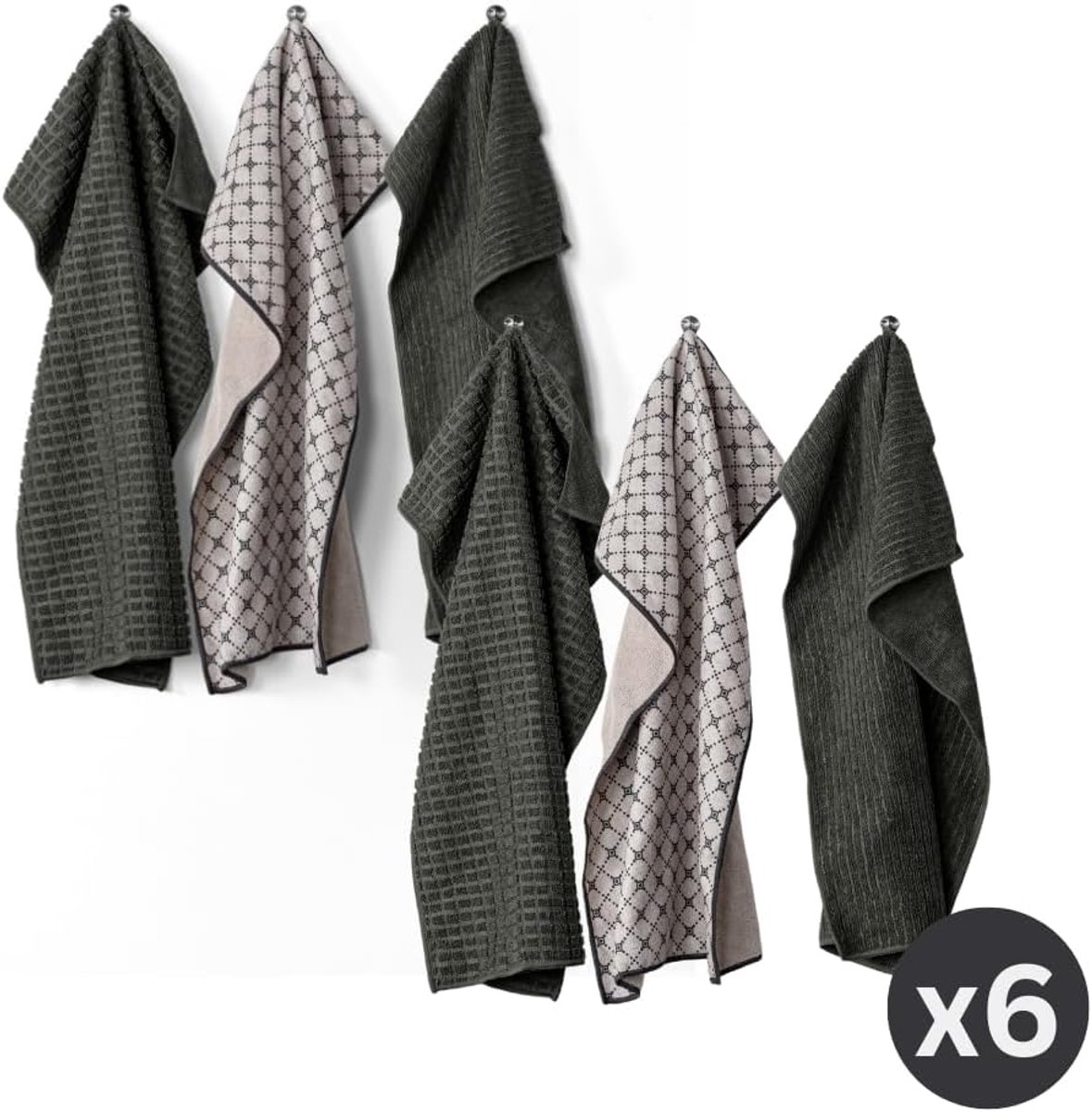 Tiseco Home Studio - Kitchen Towel ESSENTIALS - SET/6-85% PE, 15% PA - Microfibre - Ultra-Absorbent - Quick Drying - ShopVlot