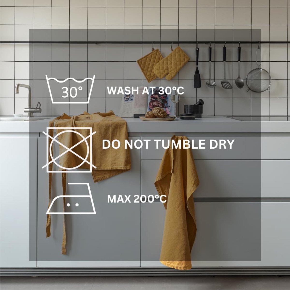 Tiseco - Kitchen towels MYRNA - SET/6 - cotton - Convenient to hang, strong absorption - 50x70 cm - Olive green - ShopVlot