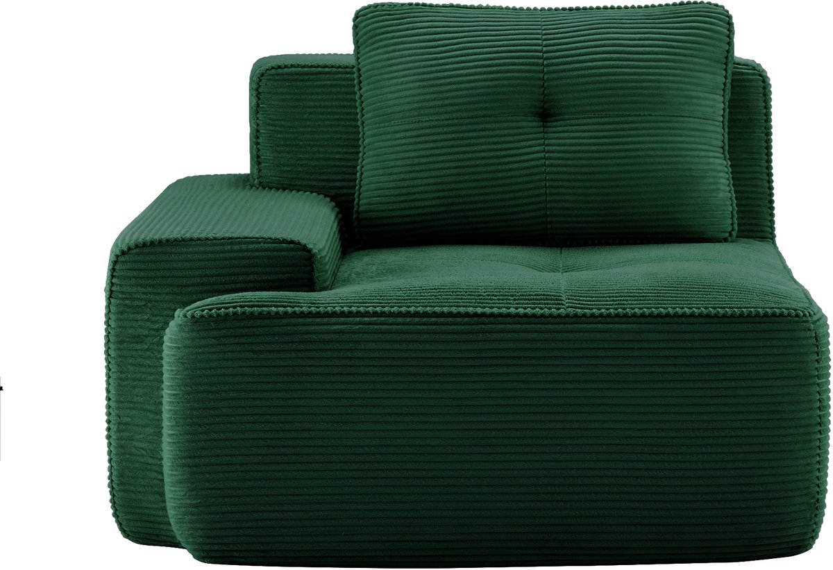 1-Zits Bank - Modulaire Ribstof Sofa Stoel - Cloud Lounge Fauteuil Met Brede Armleuningen, Zachte Kussens En Extra Diepe Zit - Moderne Relaxstoel Voor Woonkamer Kantoor - Groen