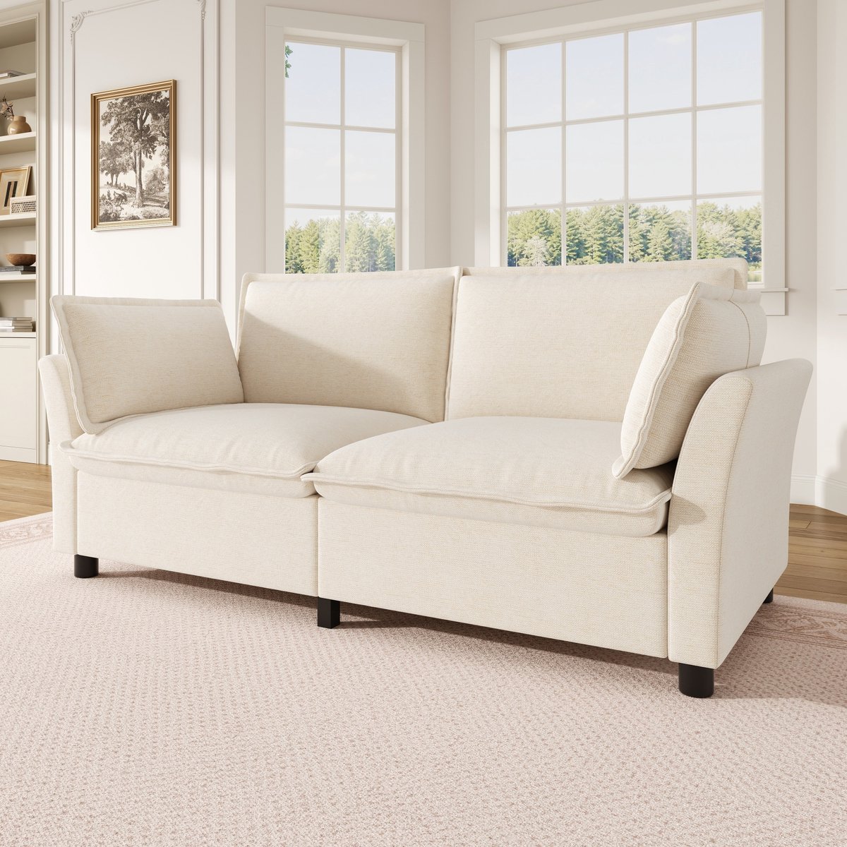 tweezits Sofa Modern - Comfortabel Design Voor Woon- En Slaapkamers - 155x81x87 cm, Beige