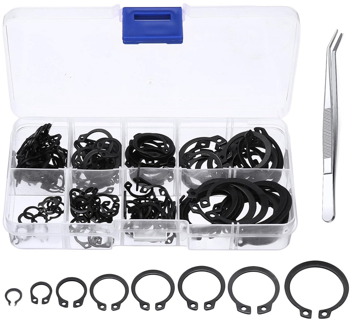 Solidchoice - Set van 160 Externe Retaining Rings met Tweezers