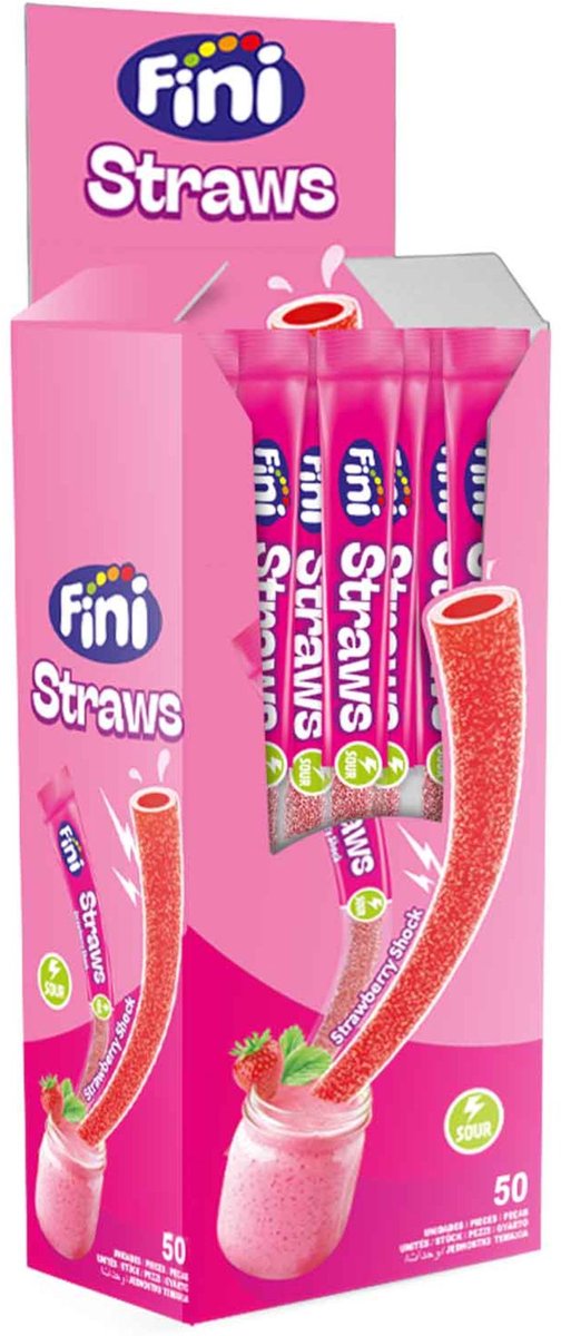 Fini Straws Strawberry - 50x 25 gr