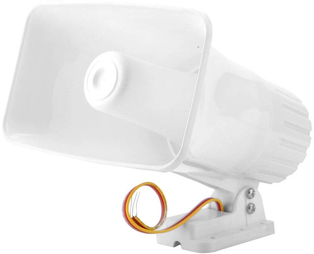 Solidchoice - Alarmsirene Veiligheidssysteem - Elektronische Hoorn - 150 dB - Binnen & Buiten Beveiliging - DC 12 V - Witte Alarmsysteem - Voor Thuisbe...