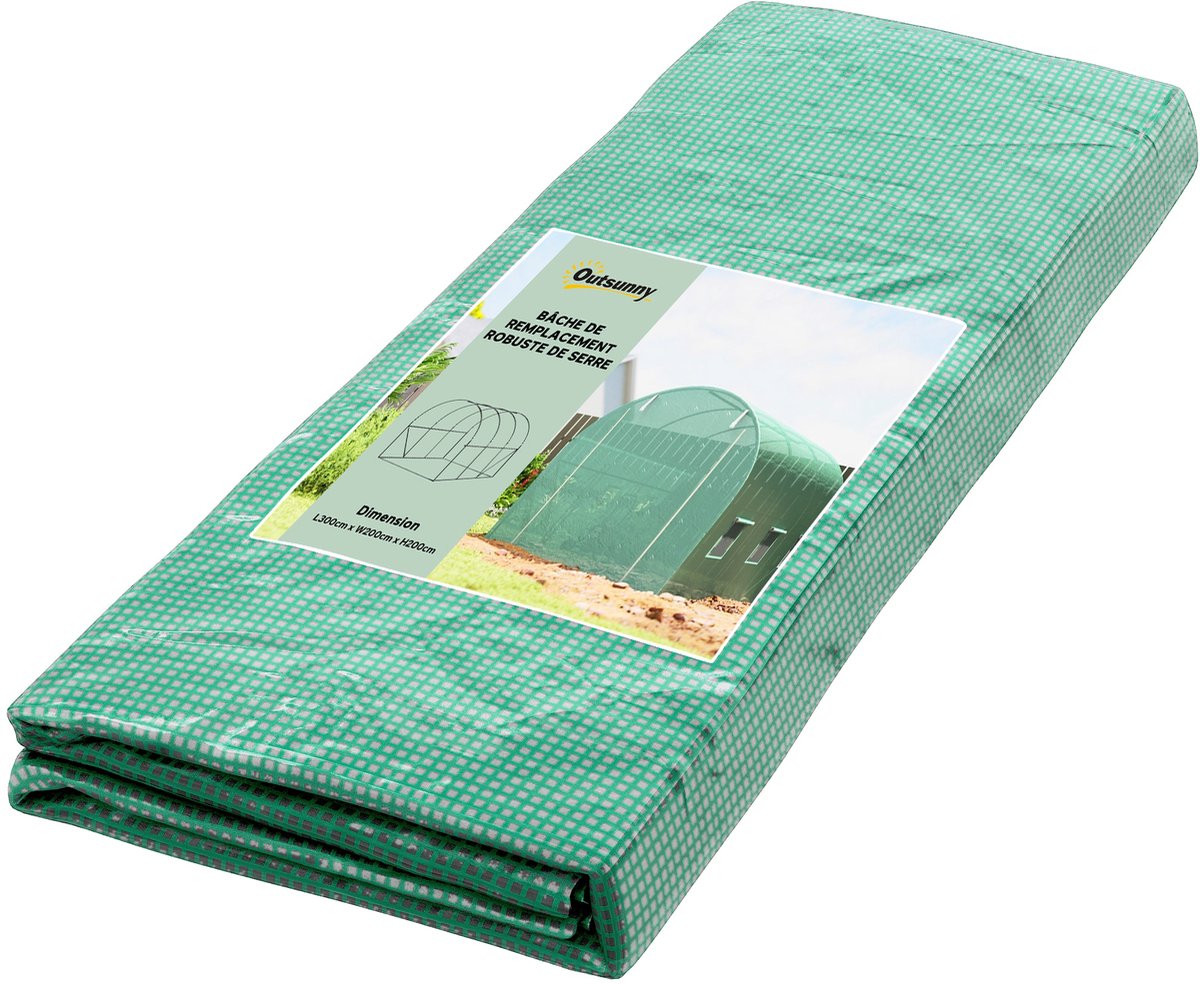 Broeikas tunnel oppervlak vloer 6m² 3 l x 2 b x 2 h m Polyethyleen UV-bescherming 6 oprolbare ramen groen