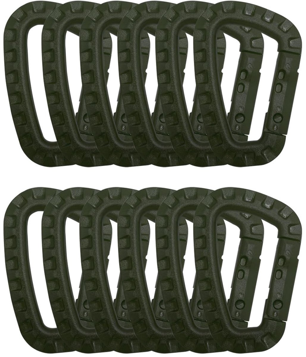 Solidchoice - Set van 12 D-vormige Carabiner Haken van Plastic